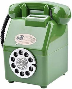貯金箱 公衆電話 500円玉 ダイヤル式 昭和 80’s レトロ 玩具 おもちゃ ATM 雑貨 (緑