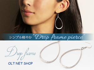 K18GP CZ diamond Drop frame hook earrings / white gold /WG