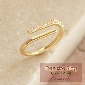 9 number ~14 number adjustment possibility ring / new goods ring free size ring simple lady's open ring Gold alloy diamond CZ woman present 