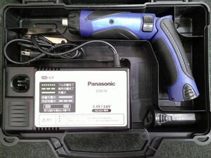 中古 Panasonic パナソニック 3.6Vバッテリー2個 コードレス 充電スティックドリルドライバー 青 EZ7410