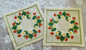  Northern Europe Sweden *linen white . flower . real. Cross 2 sheets 