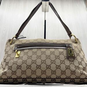 ■極美品■GUCCI グッチ アクセサリーポーチ ハンドバッグ GG キャンバス レザー レディース ベージュ