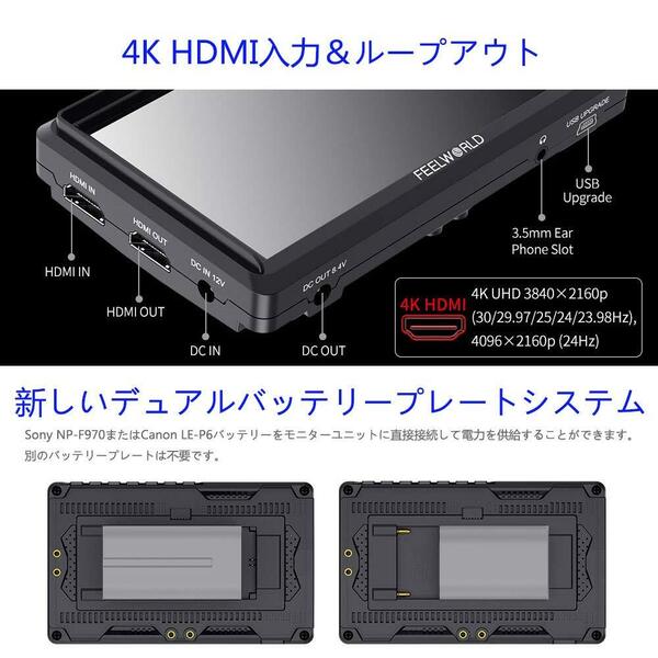 　超薄型 5.5インチフルHD カメラ用モニター