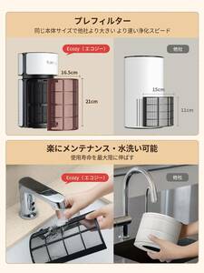 スペース節約型卓上空気清浄機、4段階風量調節とライト機能付き