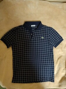 美品 ラコステ ポロシャツ ネイビー ウィンドウペン LACOSTE サイズ3（M）鹿の子 made in japan