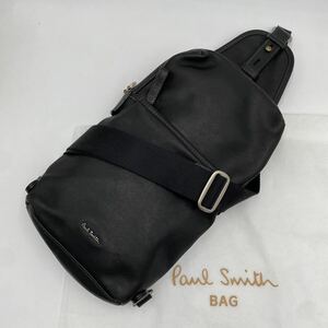  beautiful goods *Paul Smith Paul Smith men's business body bag Cross shoulder sling all leather Logo metal fittings diagonal .. black black 