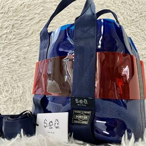 20SS' PORTER×Sea NEW YORK ポーター×シーニューヨーク MINI MON TOTE クリアバッグ ミニトートバッグ ショルダーバッグ 2way PVC ブルー