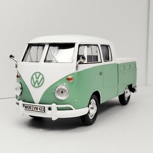 1/24　フォルクスワーゲン T1 タイプ2 ピッグアップ ワーゲンバス　リアハッチ開閉 ツートーン レトロ volkswagen ドイツ車 1円〜 051003