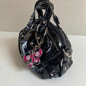 未使用☆ アナスイ ドクターズバッグ ハンドバッグ ANNA SUI 黒色 エナメル サイズ 20CM 32CMの画像4