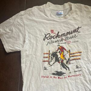 90sビンテージ Hanes Tシャツ Ｍ(38-40) Rockmaunt ウエスタン ヘインズ 古着 肩幅48,5cm 身幅52cm 着丈72cm