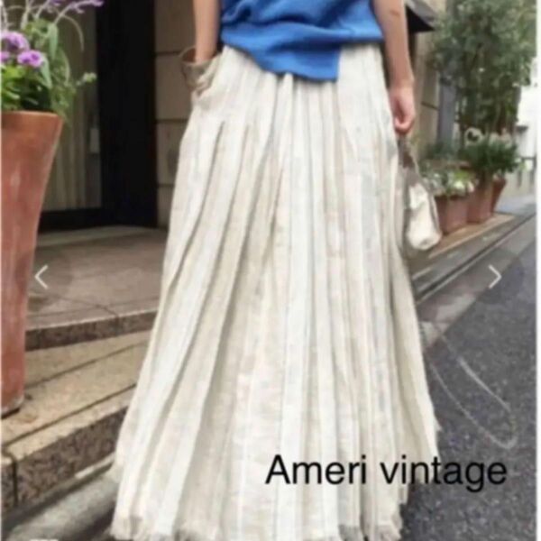 ■新品未使用■【AMERI/アメリ】LINEN STRIPE SKIRT