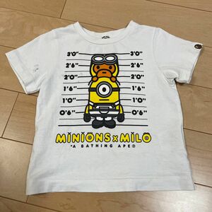 A BATHING APE アベイシングエイプ　ミニオンコラボ　キッズTシャツ　90 白