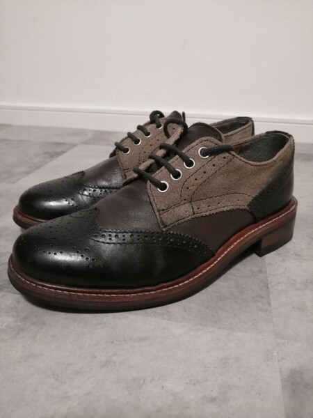 MORGAN ウイングチップ　革靴　紳士靴24.5cm〜25cm ビジネスシューズ レザーコンビ　本革　OSAGARI