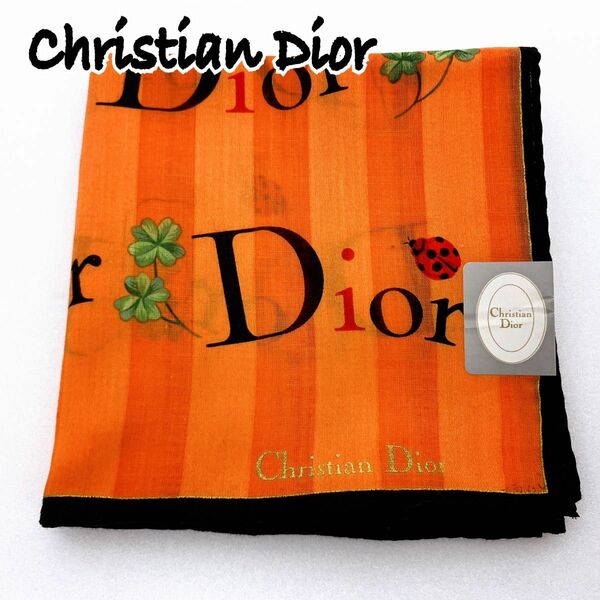 Christian Dior クリスチャンディオール　ハンカチ　てんとう虫　新品未使用品　オレンジ　本物保証