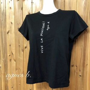 agnes b.＊アニエスベー レディースT3 黒 半袖Tシャツ トップス ロゴプリント 日本製 綿100% カジュアル 夏服