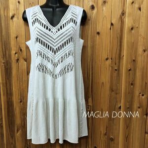 MAGLIA DONNA* mug li Ad nna lady's no sleeve tops tunic mesh ...V neck beige group spring summer 