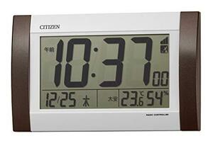 リズム シチズン 目覚まし時計 電波 デジタル R188 置き掛け兼用 カレンダー 温度 湿度 表示 茶 CITIZEN 8RZ188-006 2