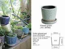 ダルトン(Dulton) 園芸用品 カラー グレーズド ポット クラシックグリーン Mサイズ 底穴あり COLOR GL_画像3