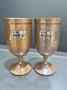Dち(520k3) PURE MILD 銅製 ビアカップ ワイングラス ペア コッパー ゴブレット デカンタ
