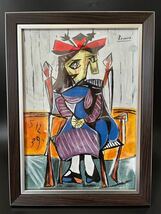超貴重!! パブロ ピカソ Picasso「座っている女性」1939 女性像 ミックスメディア 額装 手書き　ピカソ美術館・オルセー美術館来歴_画像10