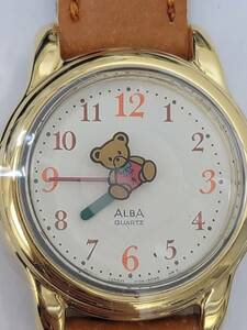 【E/F752415】SEIKO ALBA クオーツ時計　クマのイラスト　※未使用・取り扱い説明書付