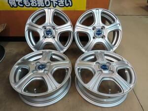 ☆ブリヂストン フェイド NK5 14インチ アルミ ホイール 4.5J +46 4穴 PCD100 シルバー 4本 未走行 中古 BRIDGESTONE FEID 軽カー☆