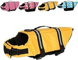 Metgladペット 犬用ライフジャケット 調節可能 水泳救命胴衣 小型犬 中型犬 大型犬 猫用 水遊び用 運動用 救急服 犬の安