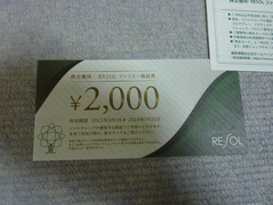 9枚有 リソルホールディングス 株主優待券 リソルファミリー商品券 2,000円[2024年7月末まで] リソル 株主優待券 2000円分