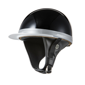 ヘルメット コルク半キャップ 三つボタン ソリッドブラック 新品　半ヘル 57cm～60cm未満 半帽 バイクパーツセンター