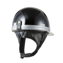 ヘルメット コルク半キャップ 三つボタン ソリッドブラック 新品　半ヘル 57cm～60cm未満 半帽 バイクパーツセンター_画像2