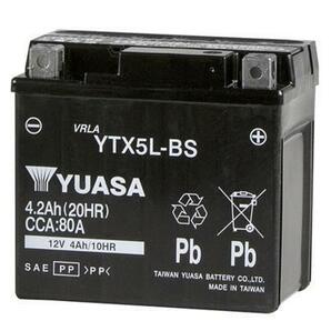 台湾ユアサ 液入り充電済みYTX5L-BS 【1年保証】高品質ユアサバッテリー バイクパーツセンターの画像1