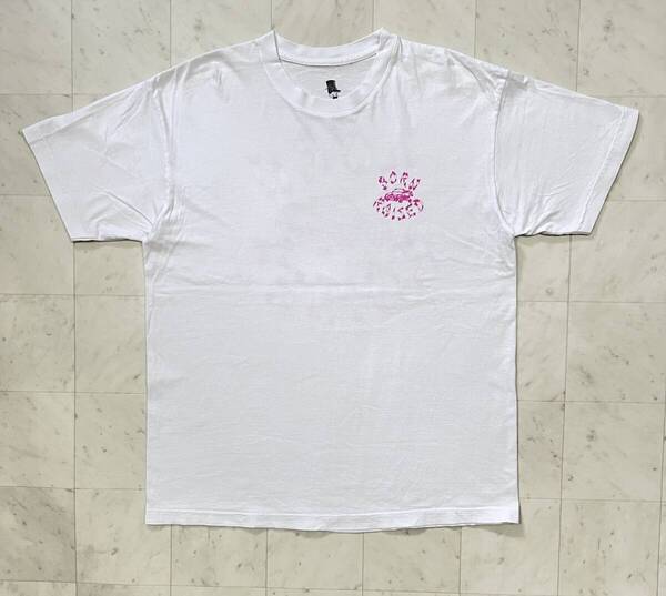 BORN X RAISED ボーン レイズドバックプリント Tシャツ Lサイズ ホワイト×ピンク