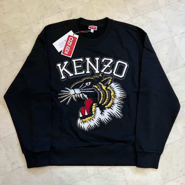 【新品】KENZO PARIS ケンゾー【pfd65sw0494mf VARSITY JUNGL】タイガー スウェットシャツ　Mサイズ　ブラック