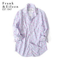 FRANK＆EILEEN フランクアンドアイリーン　ハート プリント ロングスリーブシャツ　Lサイズ　ブルー×ピンク_画像1