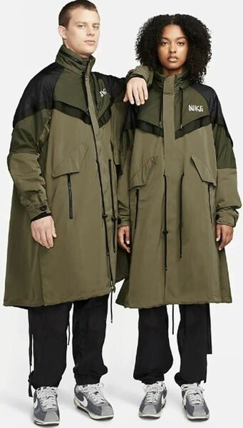 【美品】NIKE ナイキ × Sacai サカイ【NRG Trench Jacket DQ9028-222】トレンチジャケットLサイズカーキ