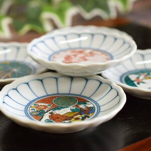 九谷焼 小皿5枚セット 時代画 / 陶器 和食器 お皿 高級 ブランド 食器 美品 新品 未使用 日本製 即決
