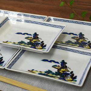 【即決】送料無料！九谷焼 焼き物皿5枚セット 山水　陶器 和食器 お皿 伝統工芸 和柄 美品 新品 未使用