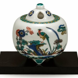 [ prompt decision ] free shipping! Kutani 3.5 number censer old Kutani flowers and birds pcs attaching tree boxed also box ceramics ornament made in Japan brand tradition handicraft beautiful goods new goods unused 