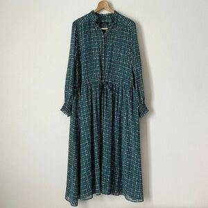 ☆美品☆ INGEBORG インゲボルグ ツイードpt. シフォンワンピース グリーン 4（11号）