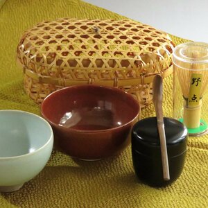 ◆◇小さな茶道具セット 入子茶碗 茶器 茶杓 新品茶筅 5点揃え◇◆茶道具 chado ware dbsy10087-s