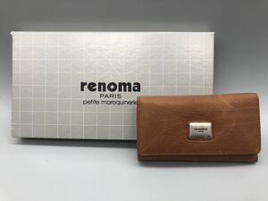 T05036 renoma PARIS 本革 4連 キーケース キーリング ブラウン