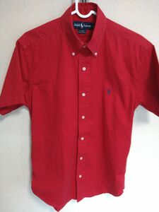【希少】ラルフローレン RALPH LAUREN　 半袖ボタンダウンシャツ　赤　S　北マリアナ諸島製