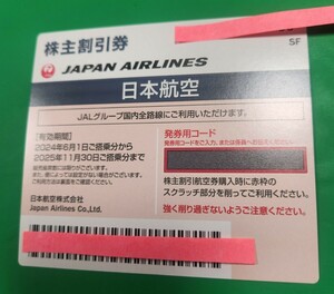 JAL 株主優待 ☆コード通知のみ☆有効期限2025年11月30日まで