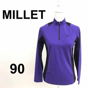 【新品】MILLETミレー ハーフジップ長袖シャツ 紫色 サイズ90 Sサイズ相当 登山 アウトドア ストレッチ スポーツ レディース