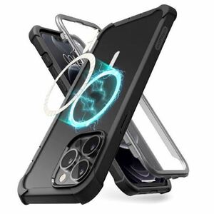 【新品】 【Clayco】 MagSafe iPhone 13 Pro 6.1インチ (2021) 対応 ケース (ブラック) 全面保護 耐衝撃 磁気ケース　ワイヤレス充電