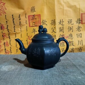 極細工 旧蔵 宜興紫砂壺 顧景舟 緑泥 名家手作壺 顧景舟 茶壺 煎茶道具 茶具 茶道品 置物 擺件 中国美術 装飾 収蔵 コレクションsux152