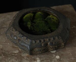 造園資材 花飾り台 寄せ植え鉢 水鉢 山苔鉢 山野草鉢 植物鉢 小品盆栽鉢 花器 屋上茶庭 庭園 メダカ造園 園芸 テラスガーデニング sux072