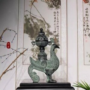 香炉　鳳　置物　鑑賞　新品未使用　工芸品　合金製　美術品　Mサイズ　zh237