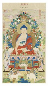 送料無料！ 清 姚文瀚 釈迦牟尼仏 46.8 x 86 cm 台北故宮蔵 古画 仏画 仏像縦幅 東洋画 国画 zhzx231