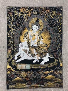 Art hand Auction 免费送货！中国, 西藏, 密宗, 卍, 东卡, 金线刺绣, 錦絵, 纺织品, 佛像, 佛教绘画, 菩萨智慧, 佛教艺术 sux196, 绘画, 日本画, 人, 菩萨